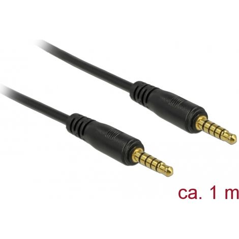 Delock Cable Conector EstÃ©reo de 3,5 mm de 5 pines, macho a macho de 1 m negro