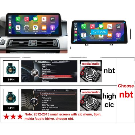 Reproductor multimedia para coche, pantalla táctil, compatibilidad con smartphone, compatible con BMW Serie 5 F10 F11 2010-2017, 12,3" Serie 5 NBT, Ninguno (1/2)