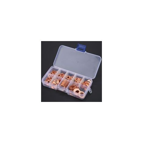 Kit d'assortiment de 200 rondelles en cuivre, joints plats, bagues d'étanchéité M5, M6, M8, M10, M12 et M14 (1/5)