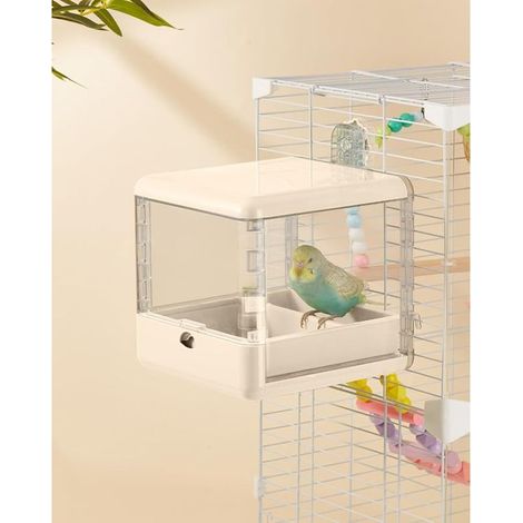 Bird Bath Cage Hanging Bowl Bird Accessories Suitable for Small, Medium, and Large Birds, including Parrots, Lovebirds, Finches, and Parakeets - White