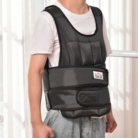 Gilet lesté de 30 kg avec 35 sacs de poids, réglable, pour l'entraînement de la force et le fitness. Matière : Oxford, métal noir, 60 x 50 cm.