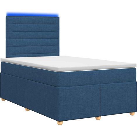 Lit boxspring avec matelas Bleu 120 x 200 cm Tissu vidaXL (1/5)