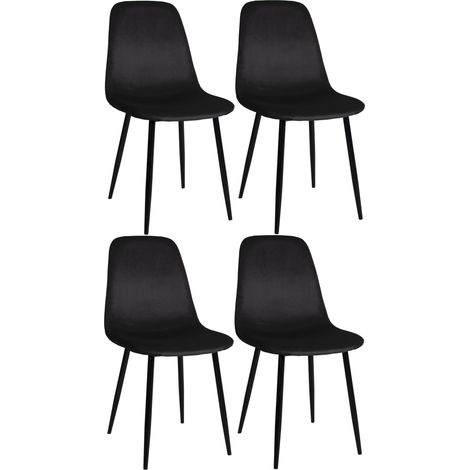 Lot de 4 chaises de salle à manger design moderne assise en tissu noir pieds en métal métal noir 100001827