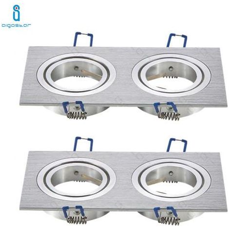 Portafaretto orientabile GU10 / MR16 da incasso 173x91mm Argento Rettangolare 2 posti Aigostar (1/5)