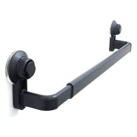 Porte Serviettes Salle de Bains, Noir Barres Porte Serviettes Mural Adhesif pour Douche et Cuisine, Étanche Barres Porte avec Crochet (52- 82cm) (1/5)
