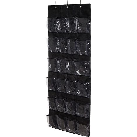 Armoire à chaussures 24 poches à étagères hautes - Noir (1/2)