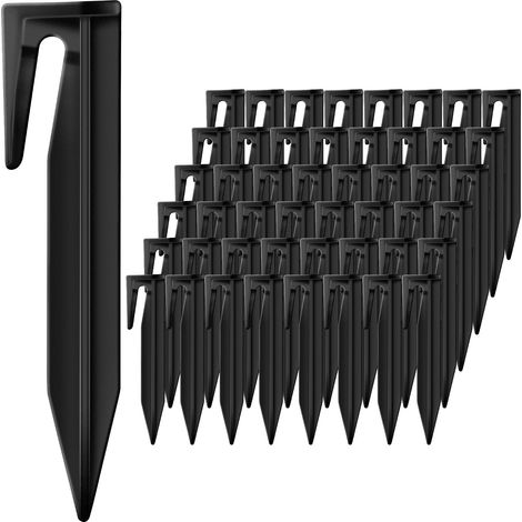 Lot de 120 piquets de terre pour câble de délimitation pour tondeuse à gazon, piquets de terre, piquets de terre en plastique rigide noir, pour fil de délimitation, robot à gazon, tente (1/5)