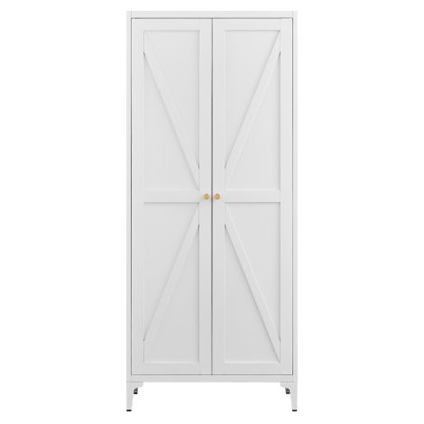 Armoire de rangement métallique à 2 portes, armoire de cuisine avec étagères réglables, armoire haute en acier pour cuisine, salon, salle à manger et bureau, blanc (1/5)