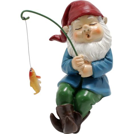 Statue en résine représentant un nain pêcheur allongé, idéale pour la décoration de jardins, de cours, de bonsaïs et d'aquariums. (1/5)