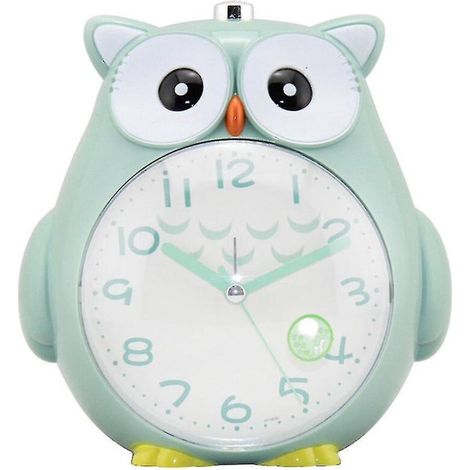 Réveil silencieux hibou à balayage double tonalité pour enfant/étudiant - Vert (1/4)