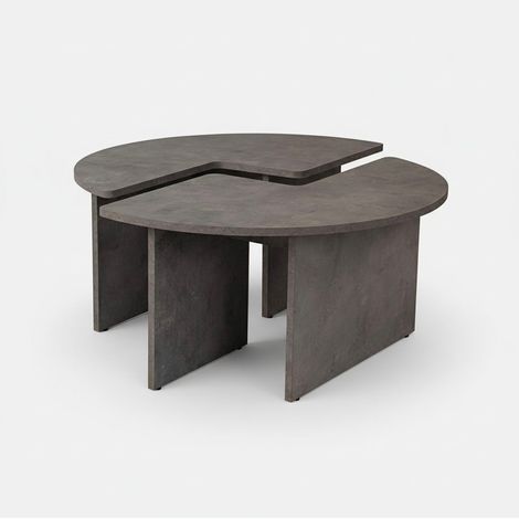 Runder Couchtisch aus Melaminholz Moira - Grau