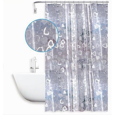 TRADE SHOP - Tenda Doccia Vasca Bagno Impermeabile 12 Ganci Effetto 2d Cuori 240x200 Cm 59810 - (1/2)