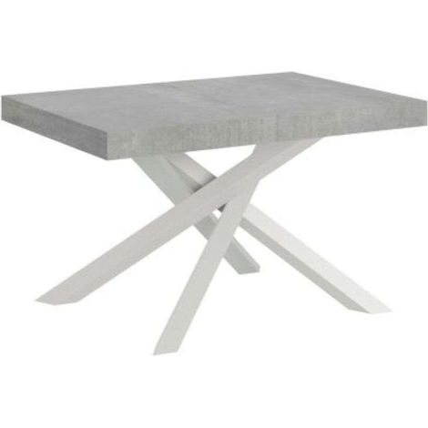 Tavolo allungabile 120/380x90 cm Volantis cemento gambe bianche