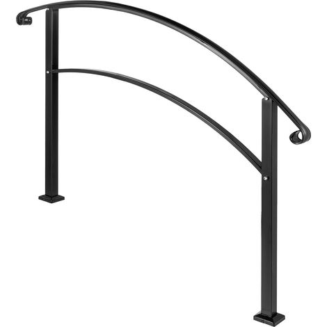 La Main Courante en Fer forgé s'adapte à 1 ou 5 marches avec Le kit d'installation (Color : Silver, Size : Black 5Ft) (1/5)