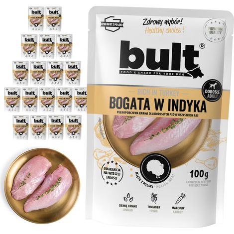 Cibo umido per cani BULT, gusto tacchino, confezione da 20 bustine da 100 g (1/2)
