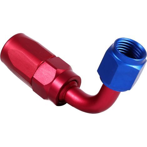 AN6 Racing – adaptateur de raccord male pivotant pour tuyau d'huile/carburant, couleur bleu rouge, 90 degrés (1/3)