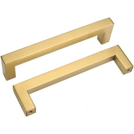 Pair Lntyq Lot de 5 Poignee Meuble Dorée Poignée Dorée Poignée de Meuble Cuisine Dorée - Poignee Doree Meuble Poignée Or Poignée Laiton Brossé Entraxe 128mm