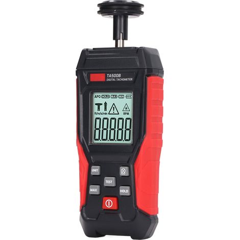 Kontaktgesteuerter digitaler Drehzahlmesser mit Echtzeit-Anzeige von Maximal- und Minimalwerten (50 mm–500 mm) (1/5)