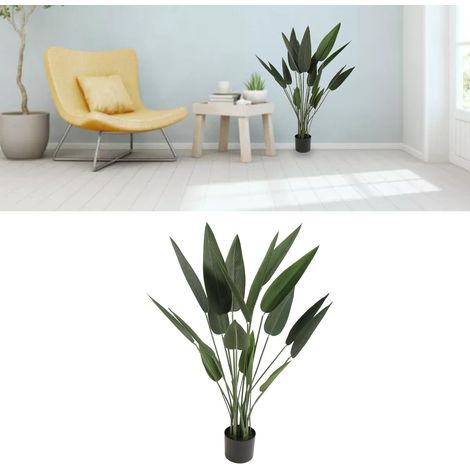 Plante artificielle, canna, oiseau de paradis, bonsaï d'intérieur et d'extérieur, arbre artificiel, plante verte artificielle, ornement de salon, 110 cm, 18 feuilles (1/5)