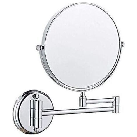 Miroir de salle de bain mural rotatif double face de 8 pouces, pliable et rétractable, grossissement 3x (argent) (1/5)