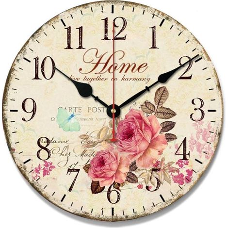 12" 30cm Vintage Silent Wooden Wall Clock No Tick (1/3)