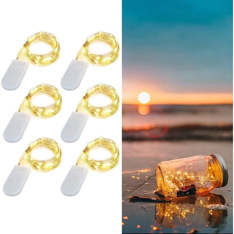 guirlande Lumineuse Piles, (7 Pices) Couleur Chaude 1m 10pcs Led Guirlande Lumineuse En Fil De Cuivre Ip65 Tanche Mini Guirlande Led Piles Fte D (1/5)