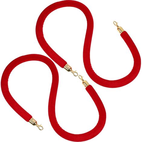 Corde de contrôle des foules en velours rouge 15 m 2 pièces (1/5)