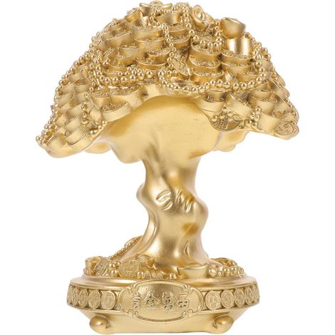 Sculpture D’Arbre à Argenté en Résine Petite Taille Décoration Feng Shui pour Maison et Bureau Bonsaï Amulette Traditionnel Chinois pour Entrée et Vitrine (1/5)