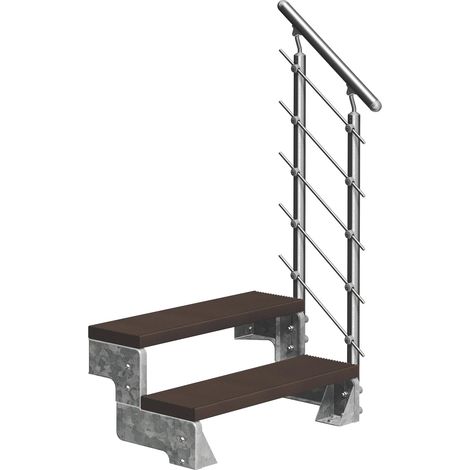 Dolle Außentreppe Gardentop 36-44cm Geschosshöhe mit Trimax dunkelbraun 80cm breit mit Prova-Geländer