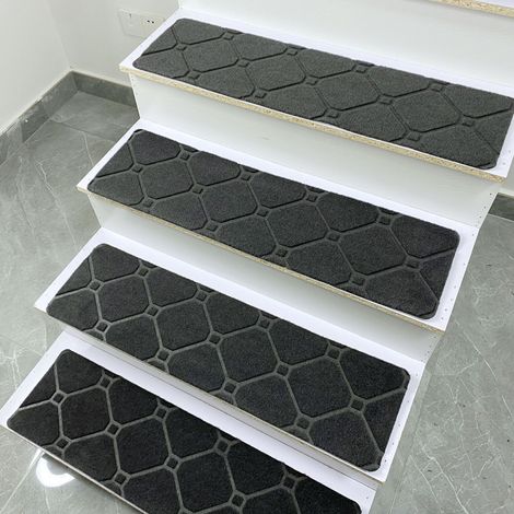 Lot de 4 tapis de marche d'escalier, antidérapants, imitation marbre, auto-adhésifs et sans colle - 76 cm x 20,3 cm avec dos adhésif