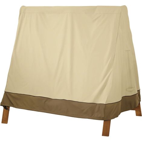 Balançoire en A imperméable en tissu Oxford 210D argenté, beige, 216 x 140 x 170 cm, pour l'extérieur (1/5)