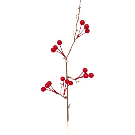 Décoration Florale De Table De Noël Avec Baies Rouges Simulées Et Acacia Rouge, 5 Branches Et Perles, Style Festif Pour Salle À Manger - A06237-KZQ (1/2)