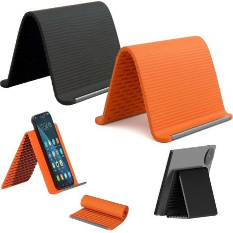 Supporto per telefono flessibile in silicone e lega di alluminio — Portatile, pieghevole e universale — Supporto da tavolo regolabile e antiscivolo (confezione da 2) (1/5)