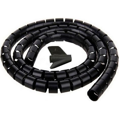 Gaine de protection flexible noire de 2 m et 22 mm de diamètre, idéale pour la gestion des câbles de télévision, PC, maison et bureau.