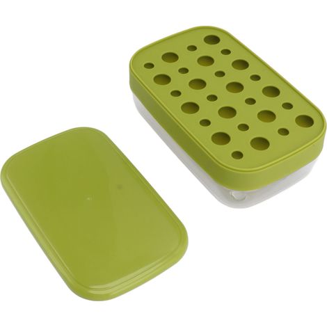 Moule à glaçons réutilisable et flexible, démoulage facile, bac à glaçons rond avec couvercle, multi-couches, vert (1/5)