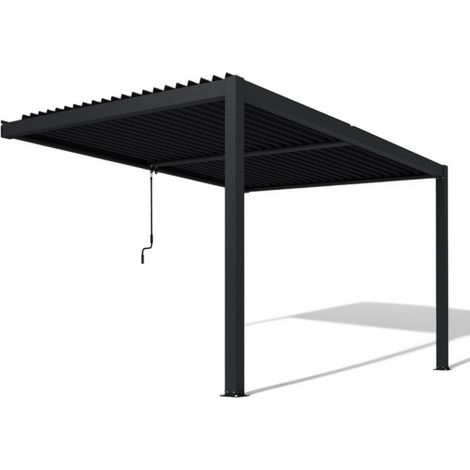 Pergola bioclimatica 3x2.5 mt. addossata in alluminio con lamelle frangisole orientabili - Antracite (1/5)