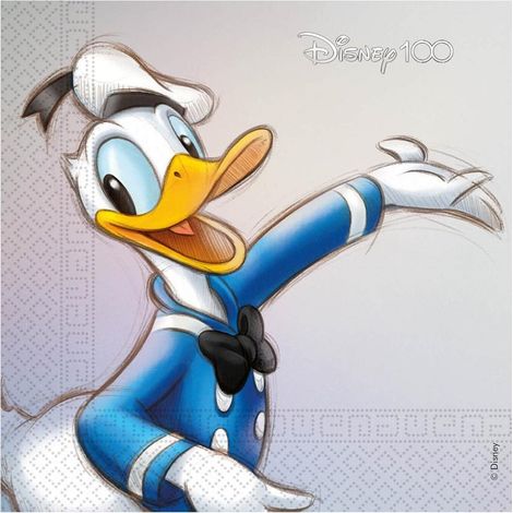 Tovaglioli Disney 100 Paperino 33x33 cm 20 pezzi. (1/2)