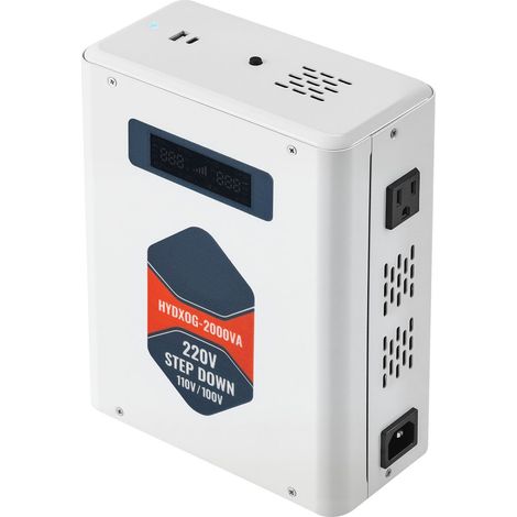 Transformateur 2000VA 220V à 110V avec double sortie US, USB, affichage LCD et protection thermique pour appareils (1/5)