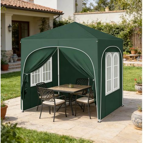gazebo pieghevole 2x2 m con 4 pareti anti UV verde HAVRYA (1/5)