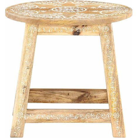 Maison Exclusive - Hocker Handbemalt 38×38×35 cm Mango Massivholz (1/5)
