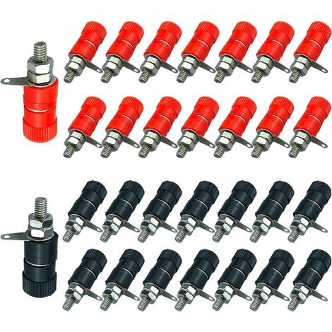 30Pcs Premium Banane Sécurité Douille, Banane Prise Liaison Remplacement, pour 4mm Banana Fiche Connecteur (Rouge & Noir) (1/5)