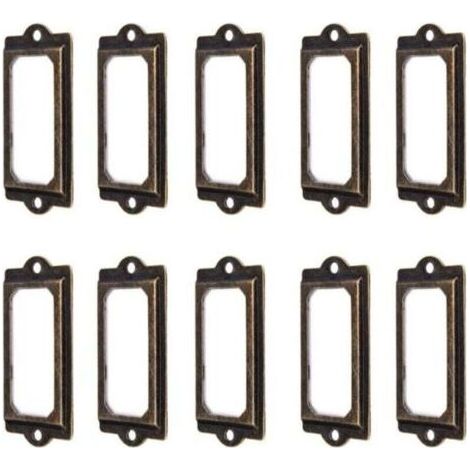 Lot de 50 porte-étiquettes en métal bronze vintage 60 x 17 mm – Fer robuste pour tiroirs, bibliothèques, armoires – Installation facile - 50Pcs (1/4)