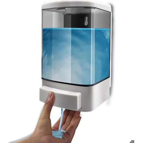 Distributeur De Savon - 1000 ml - Mural - Bouton-Poussoir - Fenêtre Transparente - Pour Salle De Bain Et Douche (1/4)