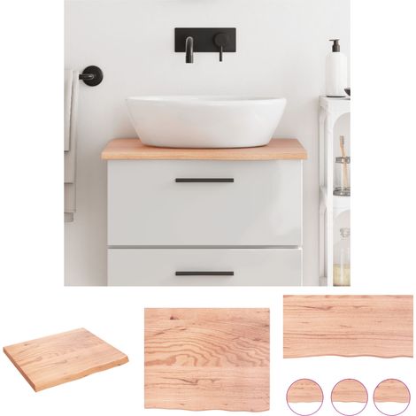 The Living Store Waschtischplatte Hellbraun 60x50x2 cm Massivholz Behandelt -  Arbeitsplatten (1/5)