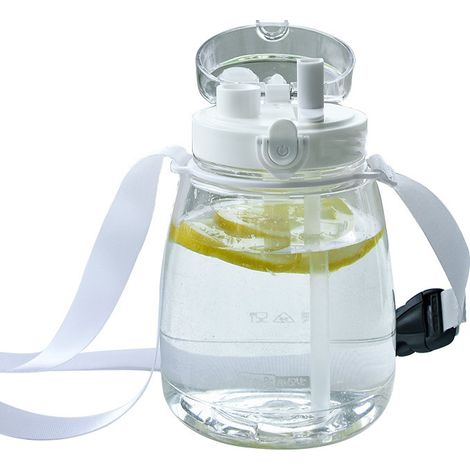 Gobelet En Polycarbonate - Avec Paille Et Poignée En Silicone - Pour Adultes Et Enfants - Capacité 500 Ml - Transparent Et Résistant À La Chaleur - Lot De 2 (1/3)