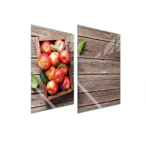 Assiette de protection en verre POUR la cuisine 2x35x52 pommes (1/5)