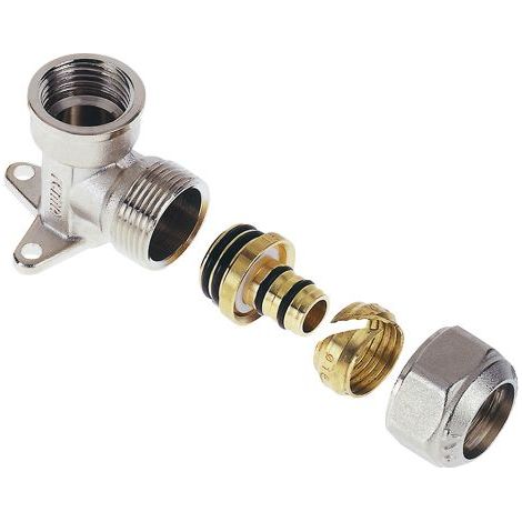 RACCORDO A STRINGERE CURVO CON FLANGIA 3 FORI 'ART. 539' 16 x 1/2 - femmina