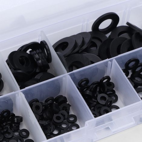 Kit de rondelles plates nylon assortiment M2 à M8 - 250 pièces noir (1/5)