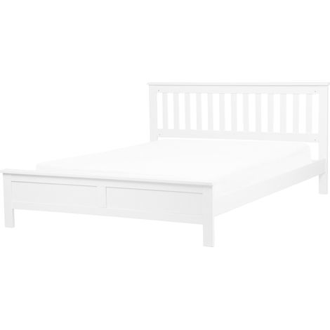 Cama de madera de pino blanca 140 x 200 cm estilo escandinavo Mayenne (1/5)