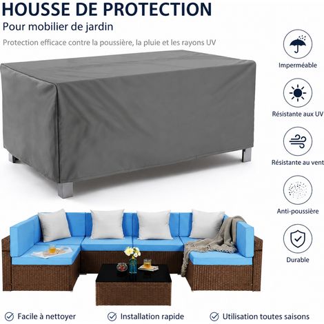 Housse de protection mobilier de jardin Oxford 420D gris clair 325 × 208 × 58 cm 325 208 58cm 30 × 30 × 6 cm 200 g – Livraison gratuite (1/5)
